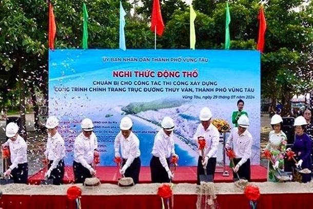 Thành phố Vũng Tàu: Tổ chức nghi thức động thổ dự án chỉnh trang trục đường Thùy Vân